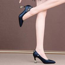 Blue Flower  Thick High Heel