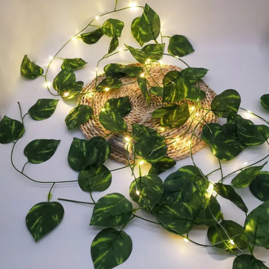 Artificial Plant Leaves with Fairy Lights