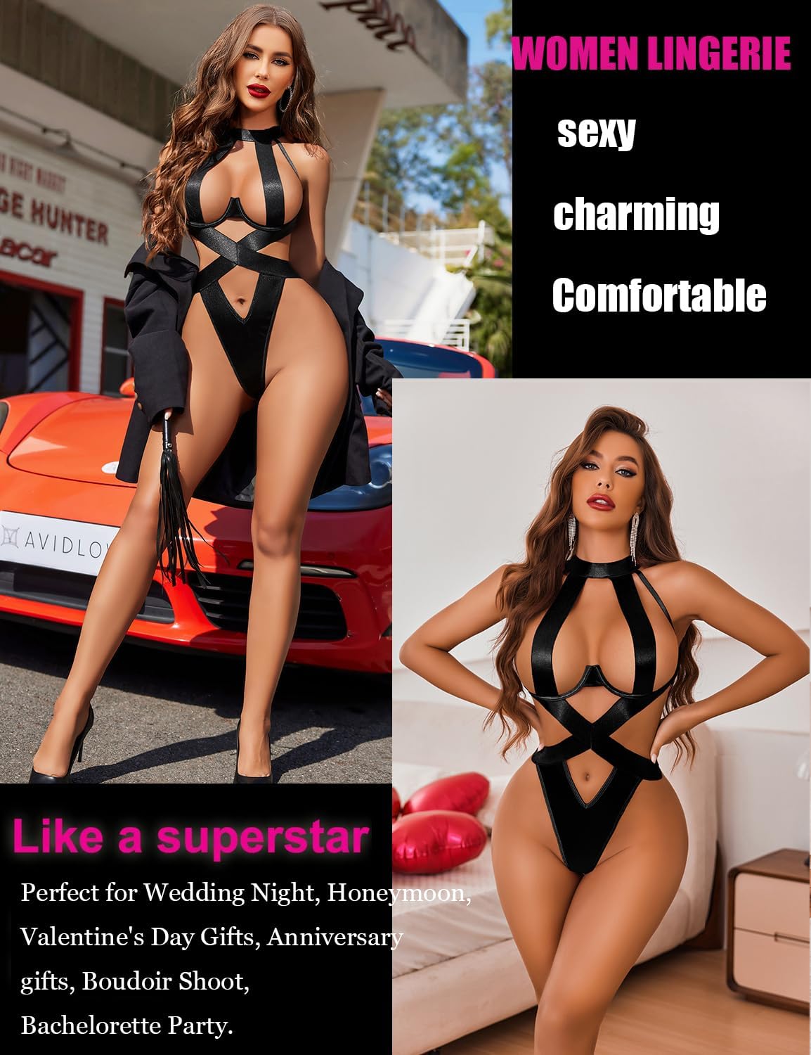Sexy Choker Teddy Lingerie with Underwire