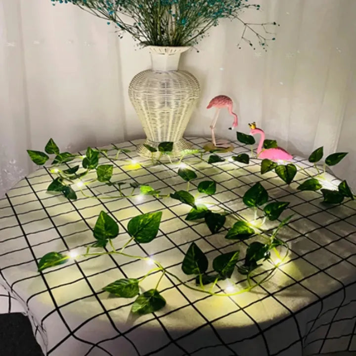 Artificial Plant Leaves with Fairy Lights