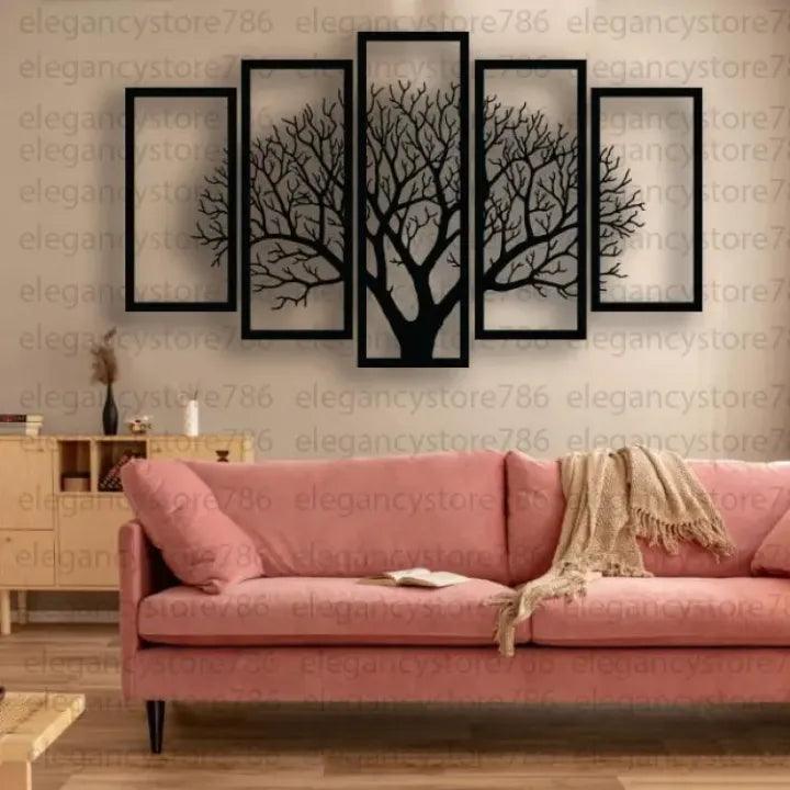 5 Frames Tree Wooden Wall Decor