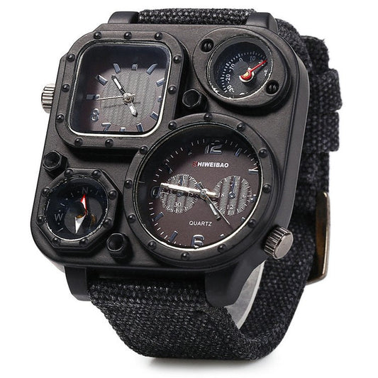 Military Compass Canvas Watch