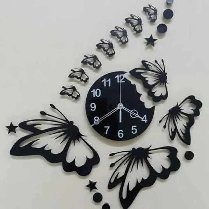 3D butterfly wall clock