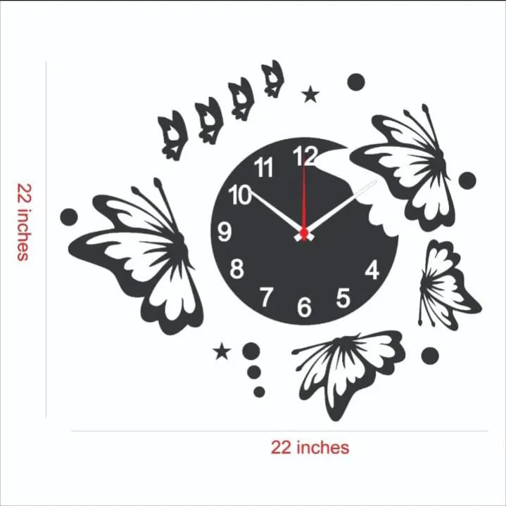 3D butterfly wall clock